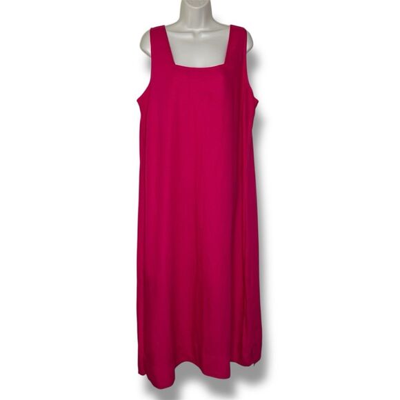 Avenue Pink Linen Rayon Maxi Shift Dress Square Neck Sleeveless Women Size 18 - Picture 1 of 10